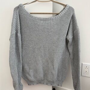 Missguided Light Gray Scoop Neck Knit Sweater
